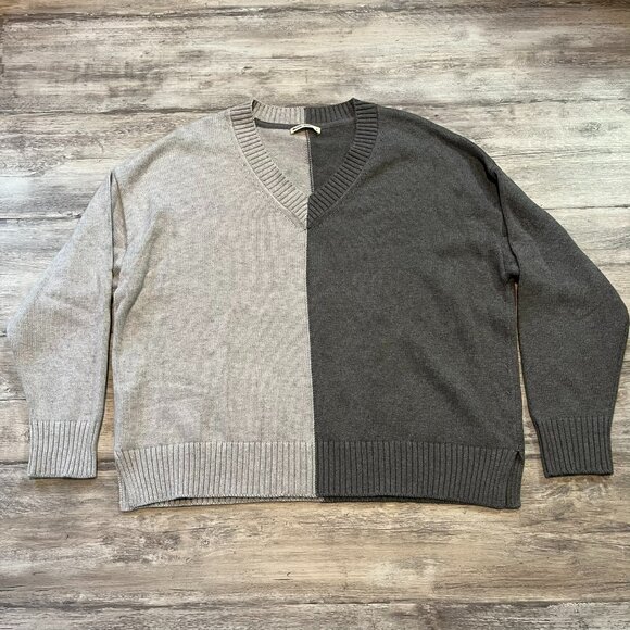 Marine Layer Gisel Oversize Contrast Sweater In Vapor/Pavement (Greys), Large - Picture 3 of 11